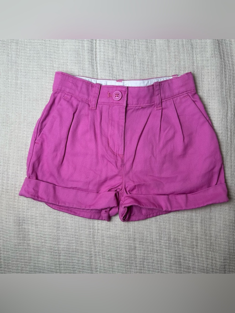 Crewcuts by J.Crew Girls Size 4 Pink Pleated Cuffed Chino Shorts Summer